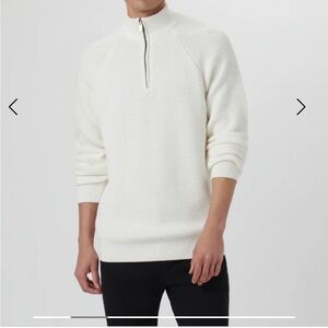 Bugatchi Diagonal Stitch Quarter Zip Sweater - sold out chalk color